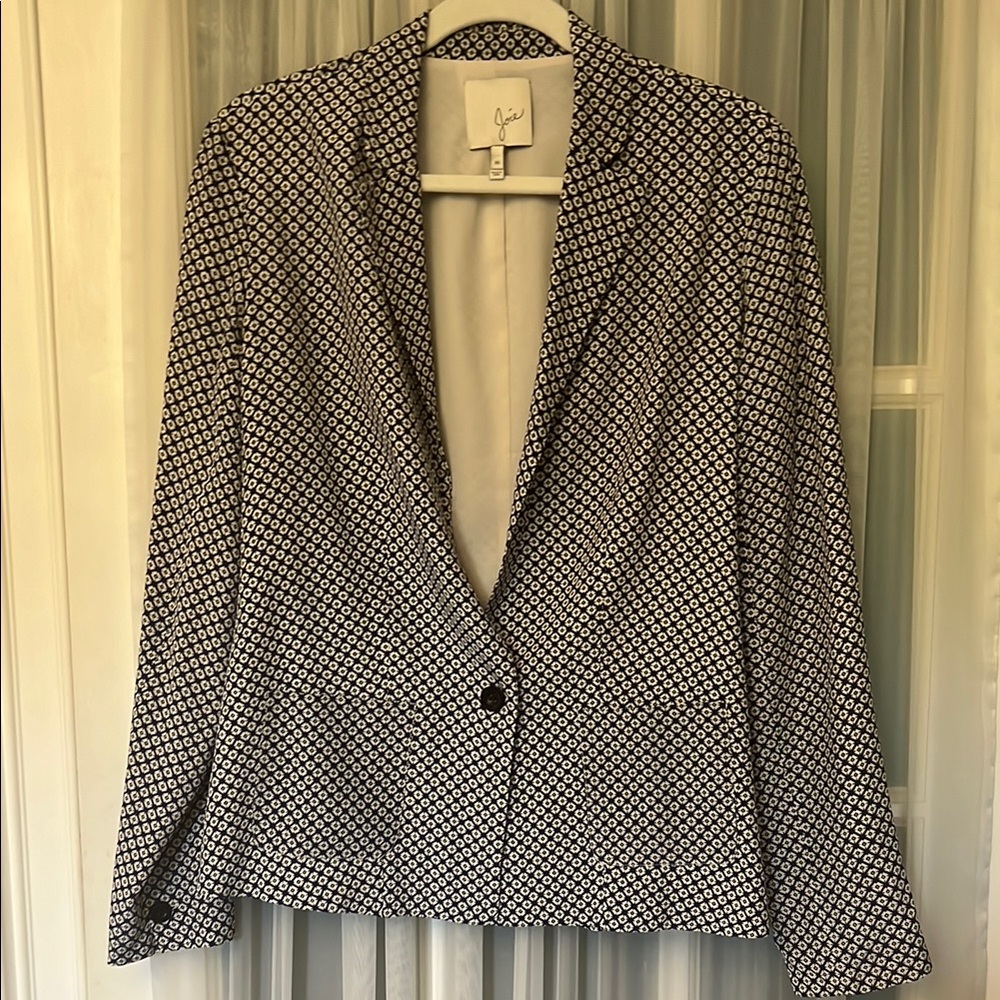 Joie Navy and White Patterned Blazer
